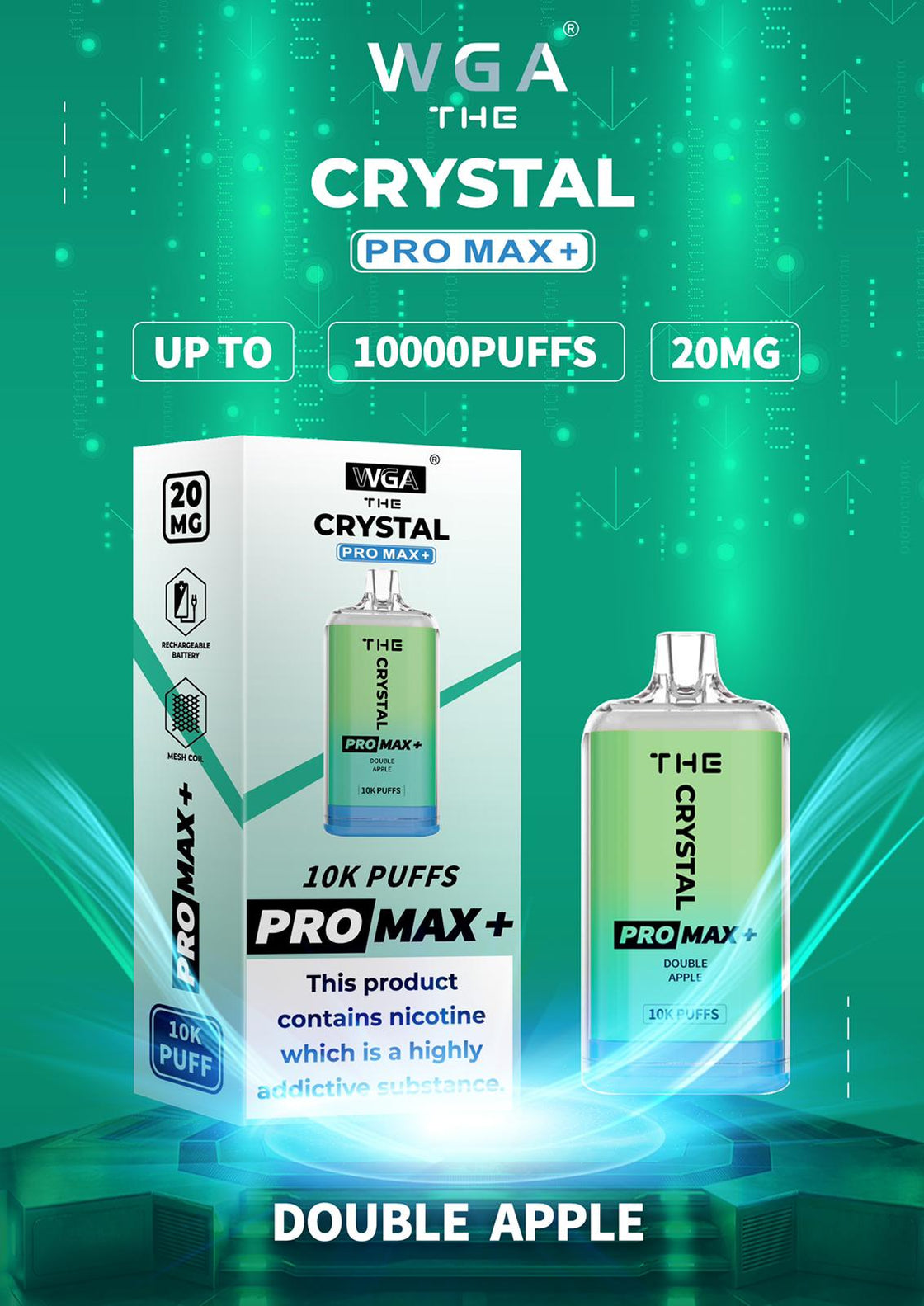 The Crystal Pro Max + 10000 Disposable Vape Pod Pack of 10