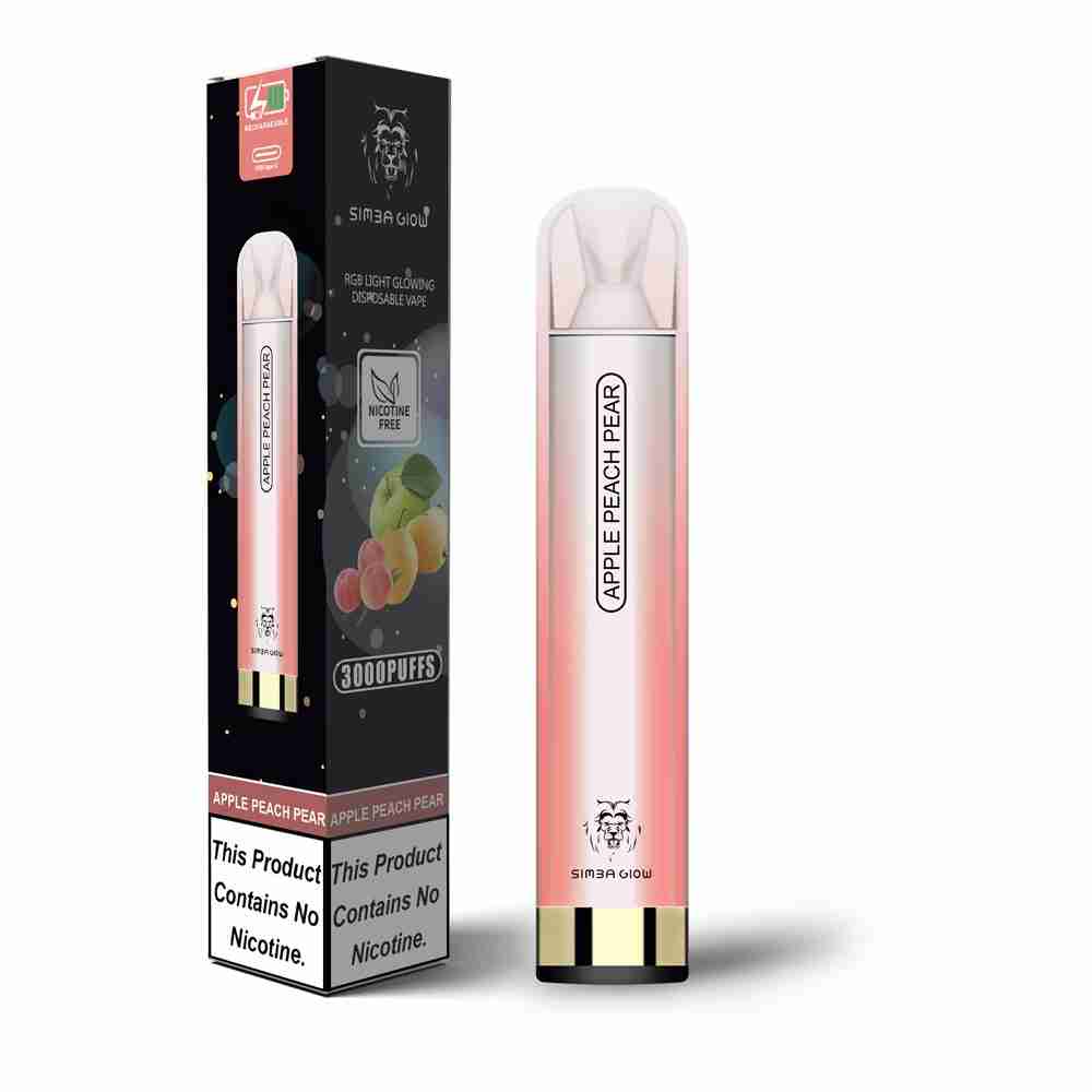 Simba Glow Bar 3000 Puffs Disposable Vape Pen E Cigarette, Rechargeable - Nicotine Free - #Simbavapes#