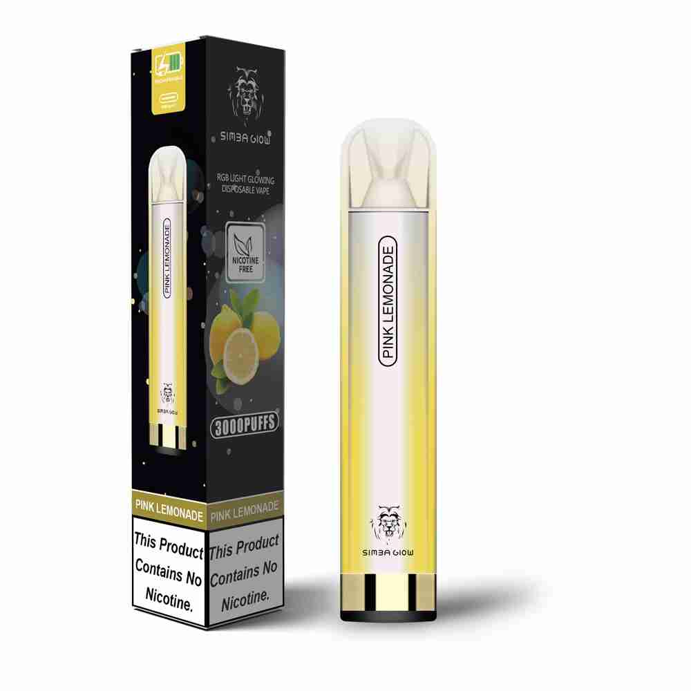 Simba Glow Bar 3000 Puffs Disposable Vape Pen E Cigarette, Rechargeable - Nicotine Free - #Simbavapes#